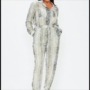 Missguided Plus Size Snake Print Utility Jumpsuit